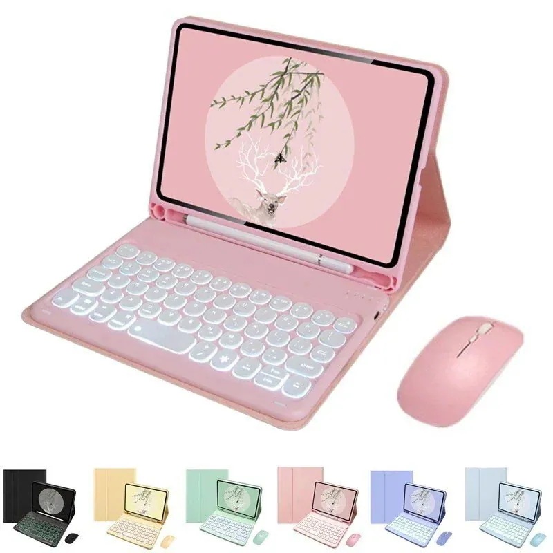 [期間限定30%値下げ]マウス付き mini6 バックライト付き Mini2つ買うと200オフ キーボード付きケース iPad 丸型キー