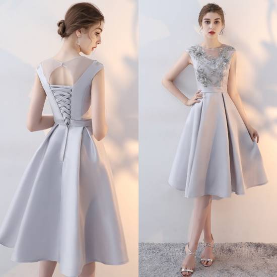 大きいサイズ パーティードレス 大きいサイズ ドレス フォーマル ゲスト イブニングドレス ノースリーブ ビジュー 10代 20代 30代 大きいサイズ シルバーグレー パール