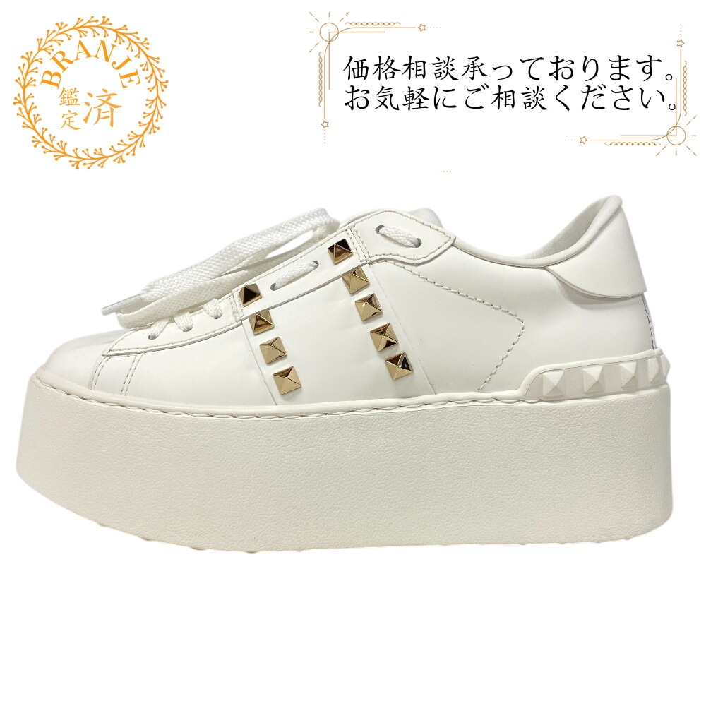 ロックスタッズ レザー スニーカー ホワイト 22 ブランド