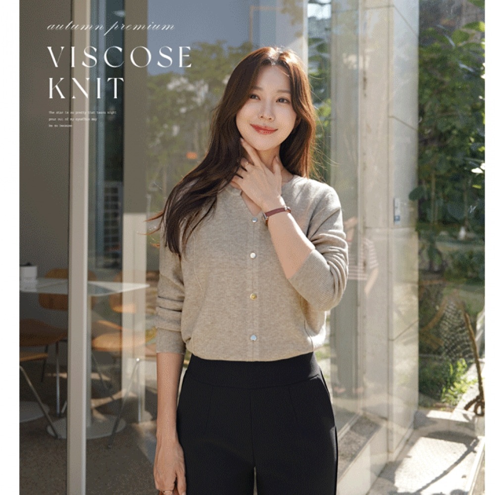 クリック＆ファニープラテンボタンビスコースニット