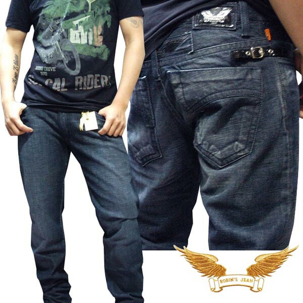 ロビンズジーン メンズ デニム ストレート パンツ ROBIN S JEAN LEATHER BELT ブラック ベルト DARK 149 safari サファリ オーシャンズ 雑誌 掲載 ハイブラン