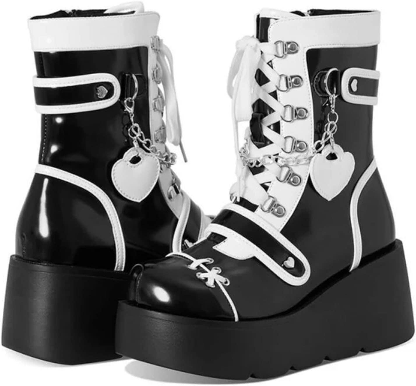 レディース ロングブーツ ゴスロリ ロリータブーツ サブカル系 地雷系 ゴシックパンクレースアップ 美脚 秋 冬 長ブーツ 長靴 カジュアル 厚底 太ヒール ジッパー ブーティ コスプレ ツーリング