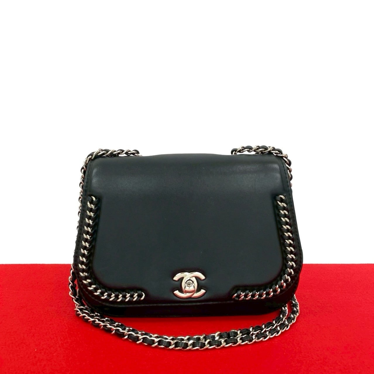 ココマークショルダーバッグ レザー ブラック 31178