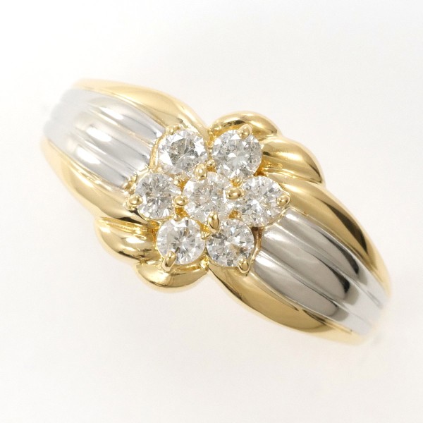 PT900 プラチナ K18YG リング 指輪 10号 ダイヤ 0.3 ジュエリー 中古