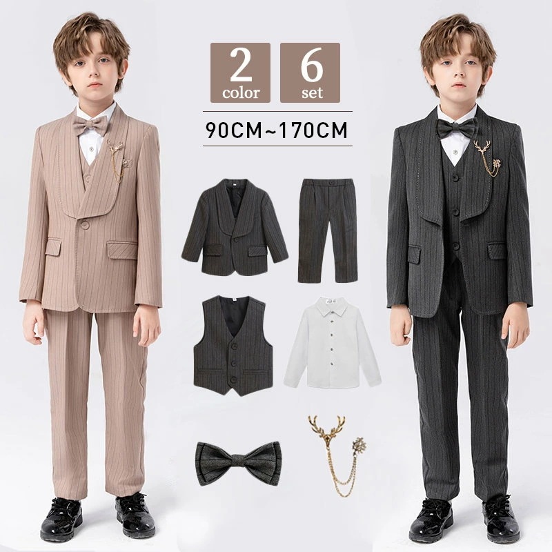 入学式 スーツ 男の子 子供 フォーマルスーツ お得なスーツ6点セット ベビースーツ 子供スーツ 男の子 フォーマル タキシード 七五三 入園式 卒業式 結婚式 発表会 お受験 お食い初め お宮参り