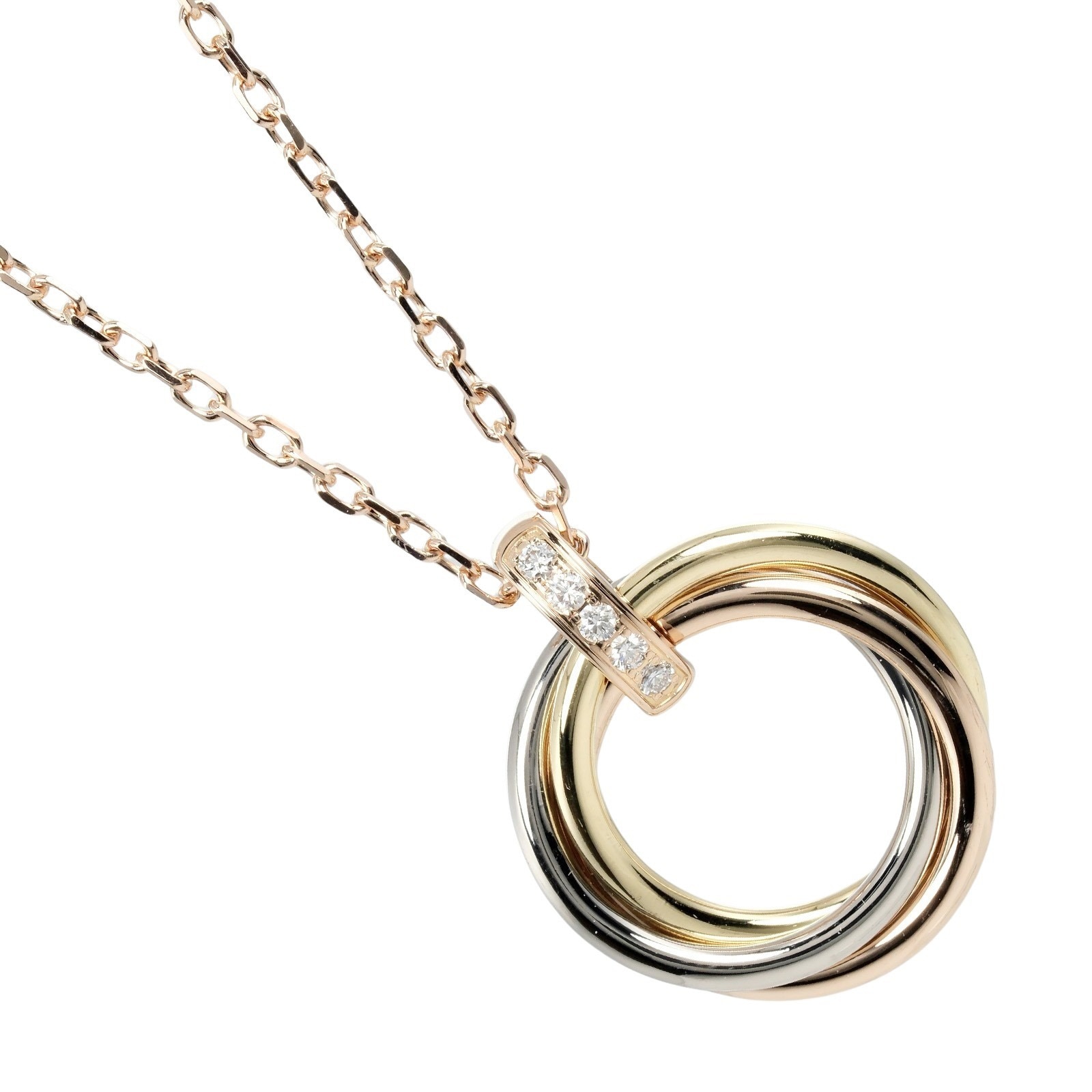 トリニティ ネックレス K18ゴールド（YG×PG×WG） ダイヤモンド スリーカラー 約8.8g レディース 中古品 Aランク