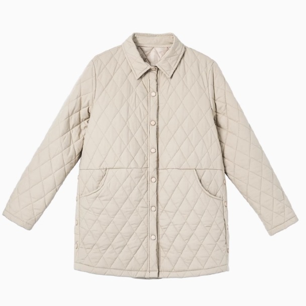 レディース アウター コート キルティングコート 長袖 袖あり 襟付き 角襟 Aライン ポケット 前開き ボタン 綿 かわいい 大人可愛い シンプル カジュアル おしゃれ ナチュラル 無地 秋 冬