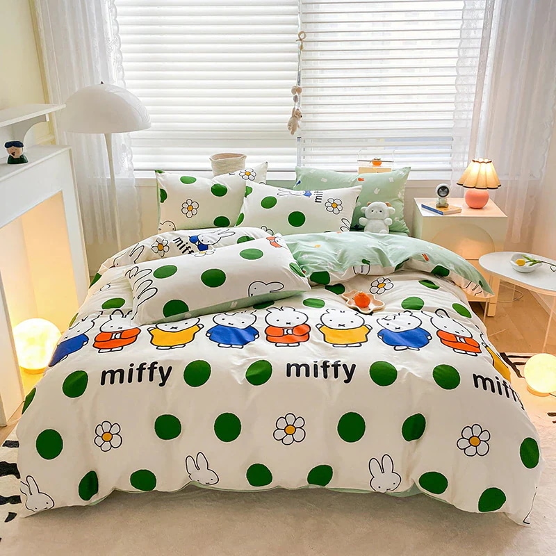 ミッフィー 布団カバーキュートなミッフィーコットン4点シーツキルトセットベッドセット
