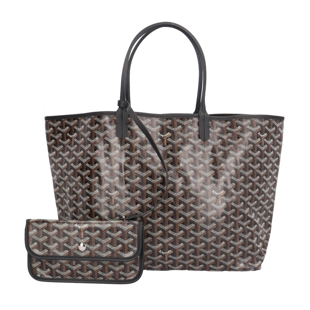 ゴヤール サンルイPM トートバッグ PVCコーティングキャンバス ブラック GOYARD 中古 美品