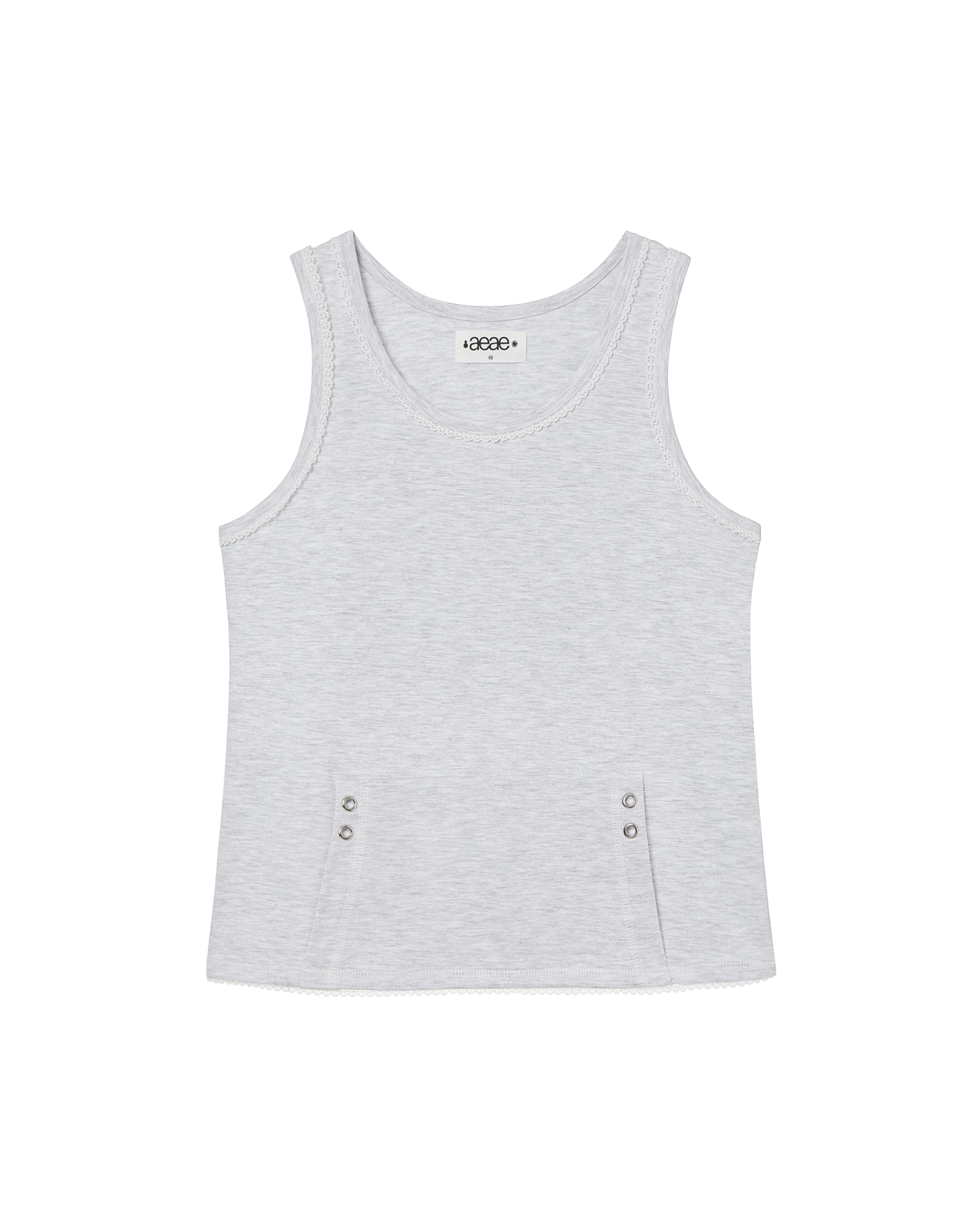 【aeae】 LACE POCKET SLEEVELESS : LIGHT GREY