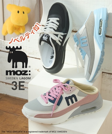 ローカットスニーカー ノベルティ付 moz　スポっと履けるかかと無し厚底スニーカー ワイズ３Ｅ