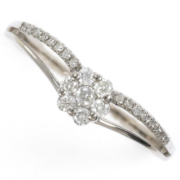 K10 10金 WG ホワイトゴールド リング 指輪 19号 ダイヤ 0.23 ジュエリー 中古