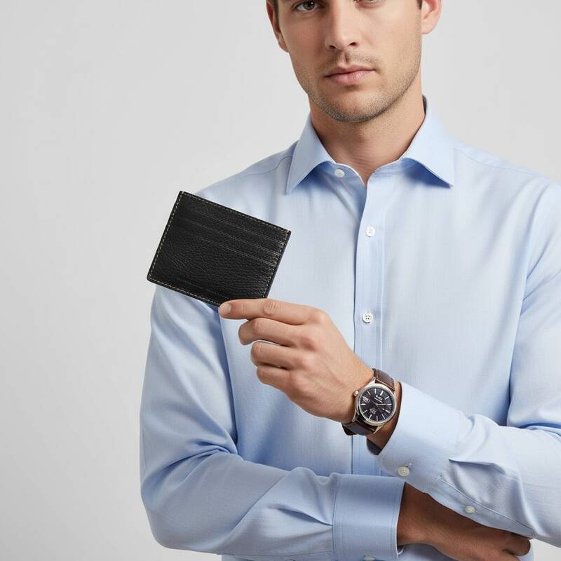 ブルネロ・クチネリ ロゴ刻印ステッチレザー メンズカードケース MWZIU335 C101