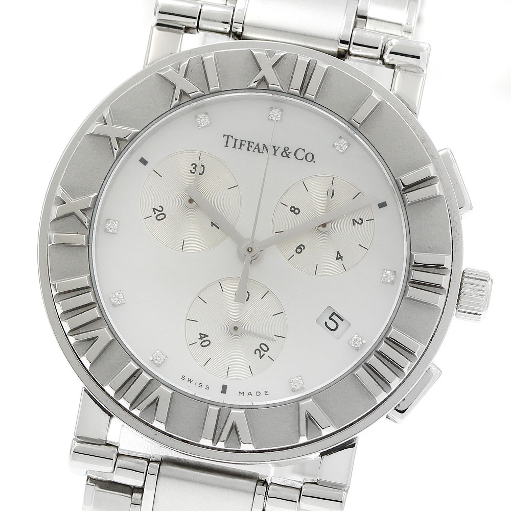 ティファニー TIFFANY&Co. Z0007.32.10A91B00A アトラス クロノグラフ 9Pダイヤ クォーツ レディース 良品 保証書付き_938588【中古】
