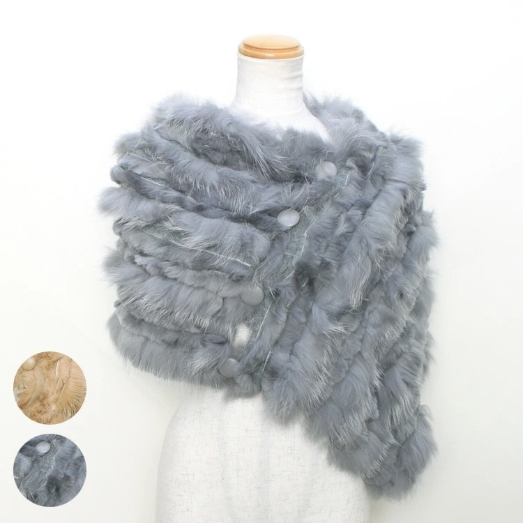 レッキスラビット フォックス 編み込み ファー ショール ケープ 送料無料 レディース ギフト プレゼント