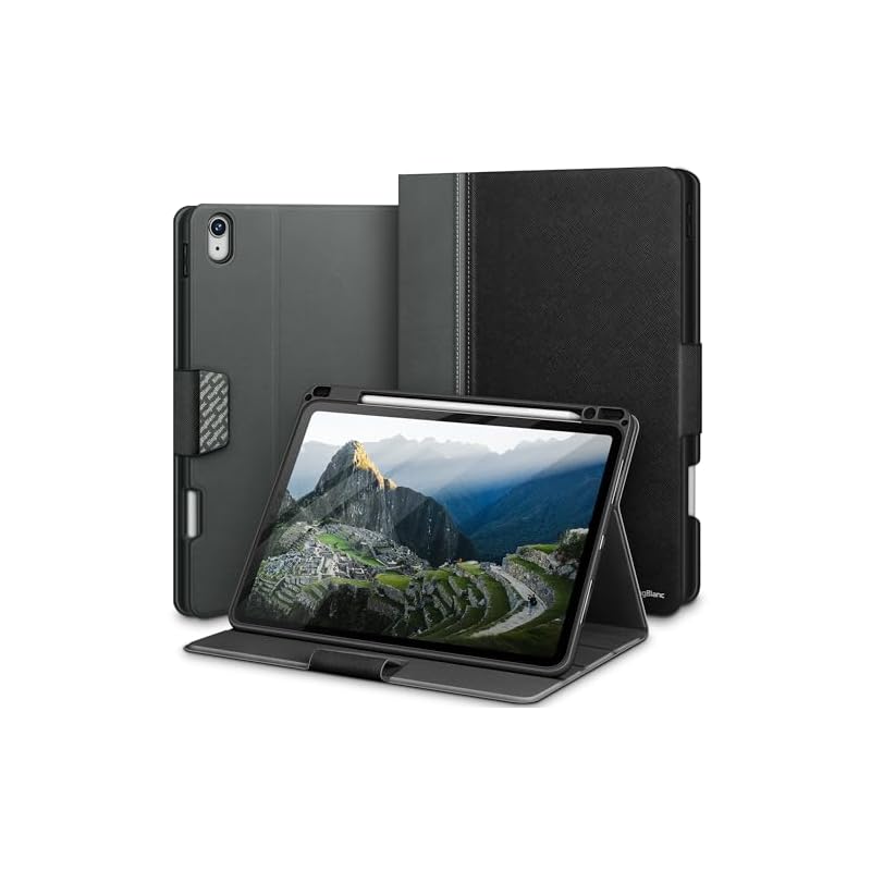 KingBlanc iPad Air 第5世代 ケース (2022)iPad Air 第4世代 ケース (2020) 10.9 インチ 手帳型 ペンホルダー付き ペン収納可能 オートスリープ マルチ