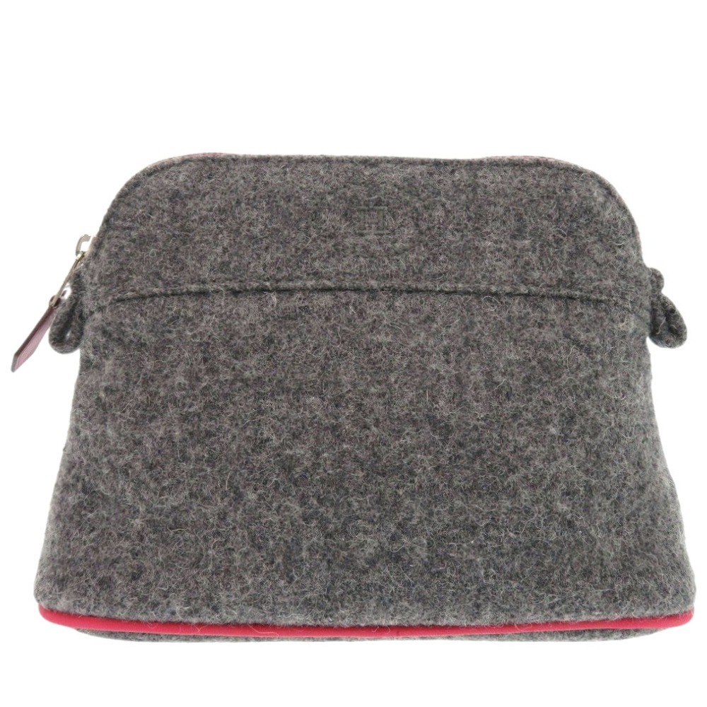 美品 ボリードポーチ ポーチ ウール グレー 1588【中古】 レディース