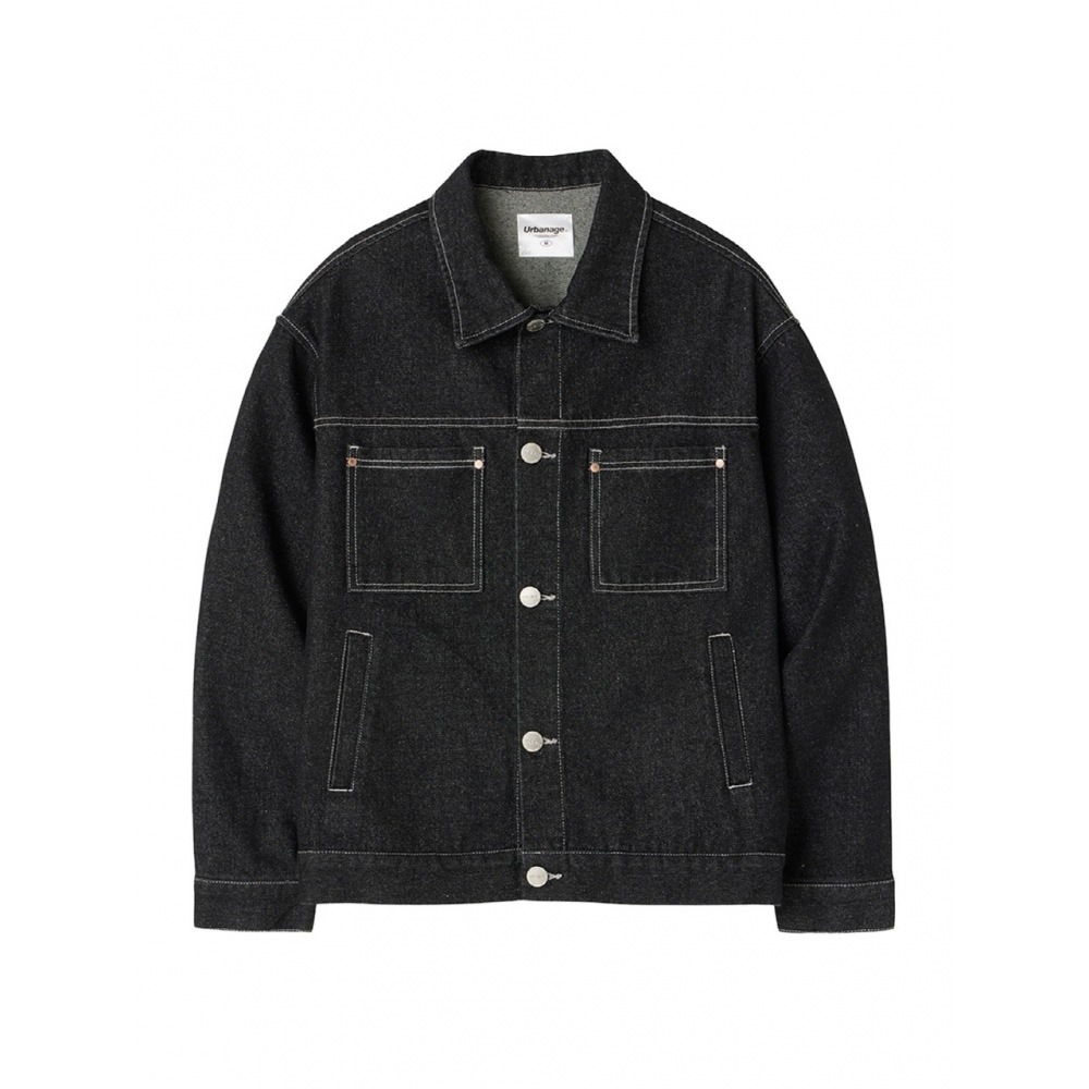 URBANAGE オーセンティックウォッシュデニムトラッカージャケットブラック