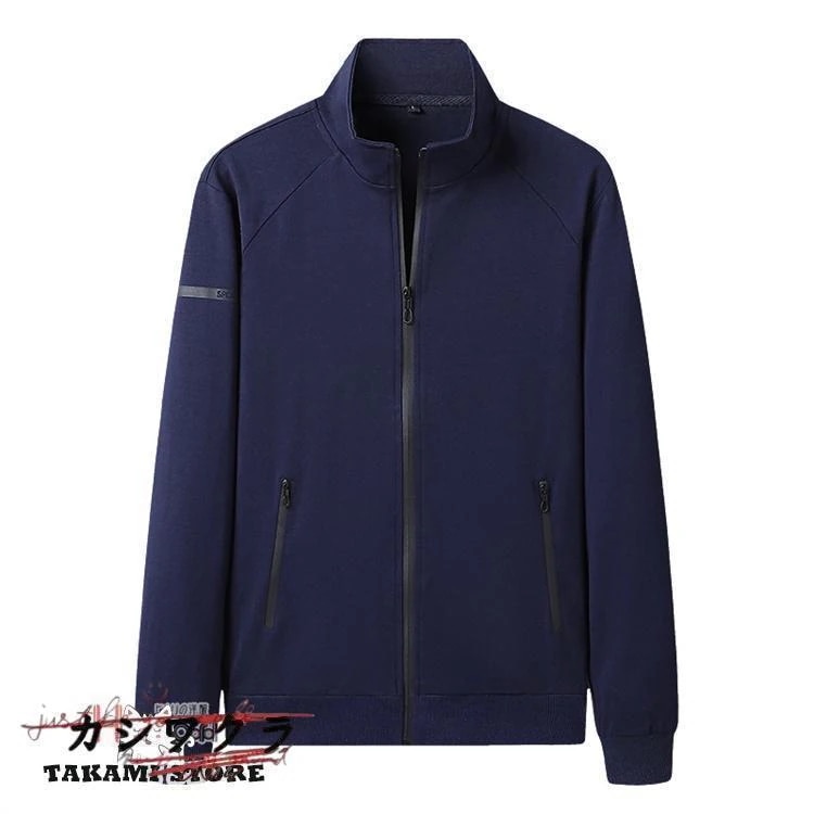 トップス 長袖 パーカー ジャージ おしゃれ 春物 ジップアップトレーナー 無地 メンズ 上 フードなし スウェット 秋物トップスフード付き