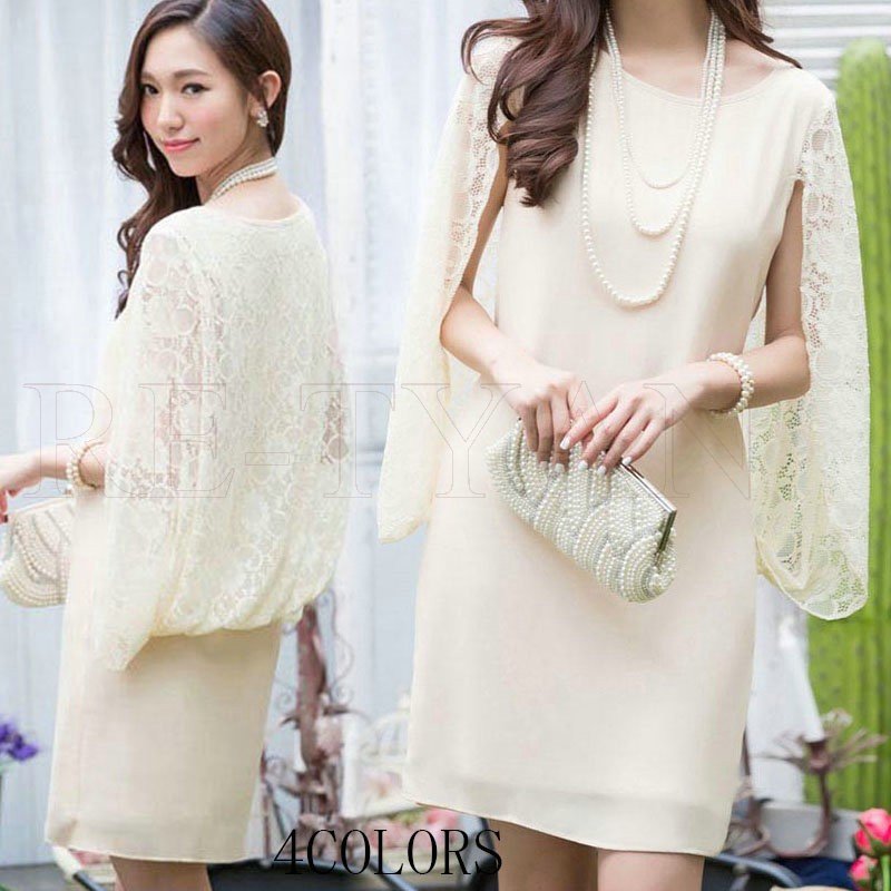 パーティードレス ワンピース 結婚式 ドレス パーティー 大きいサイズ レース 総レース 二次会 お呼ばれ 服 大人 半袖 長袖 2018新作