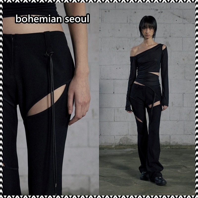bohemian seoul LEG SLIT BOOTS CUT PANTS