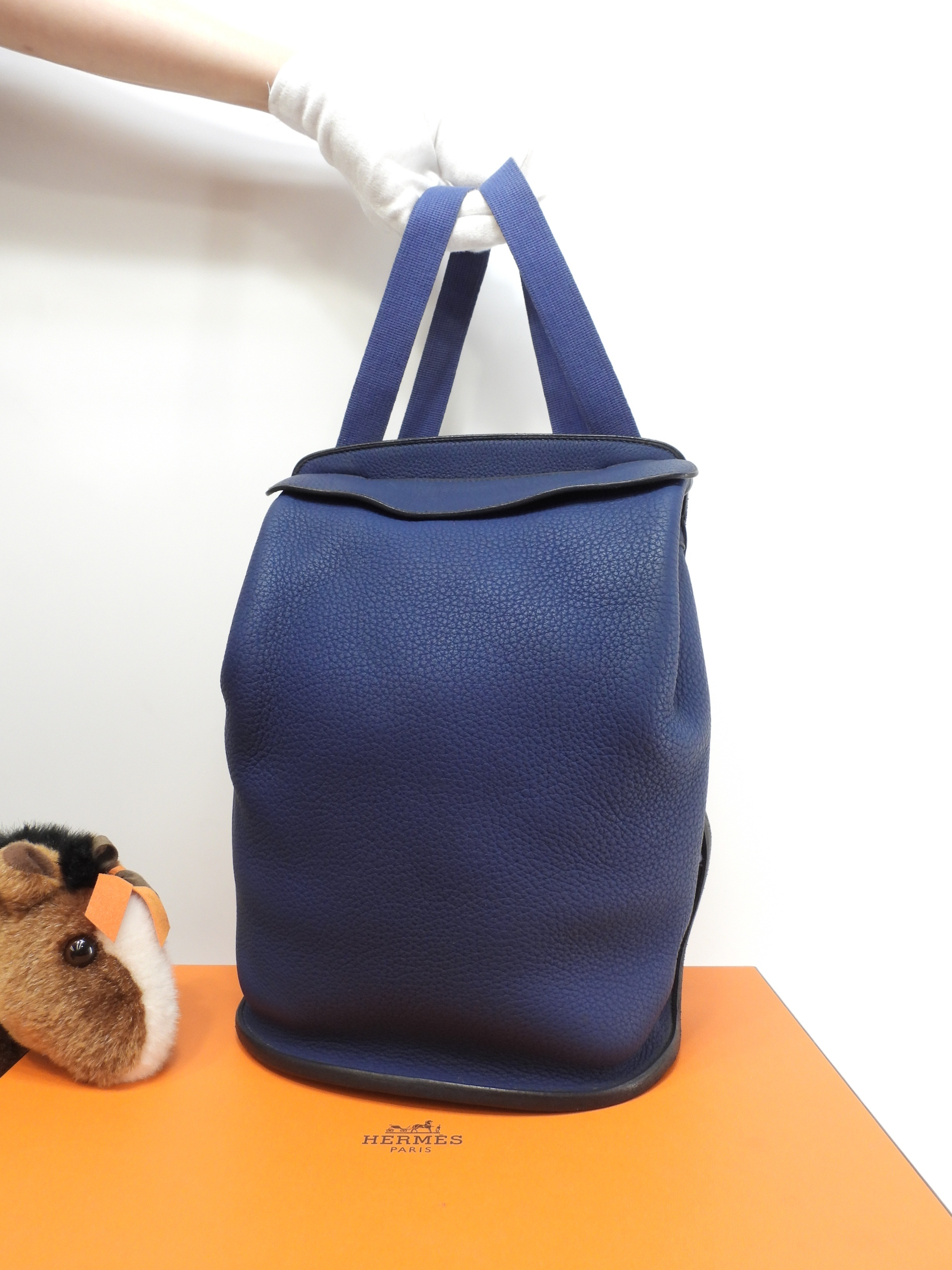 シェルパPM フィヨルドレザー 青 リュックサック バックパック バッグ 極美品@Y