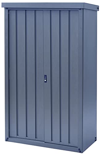 [ガーデンマスター] 物置 屋外 収納庫 大型 幅90奥行45高さ154 安心設計 吊り戸式 可動棚10間隔 棚板補強加工 鍵付き 転倒防止設計 DSSB-0915 限定グレー