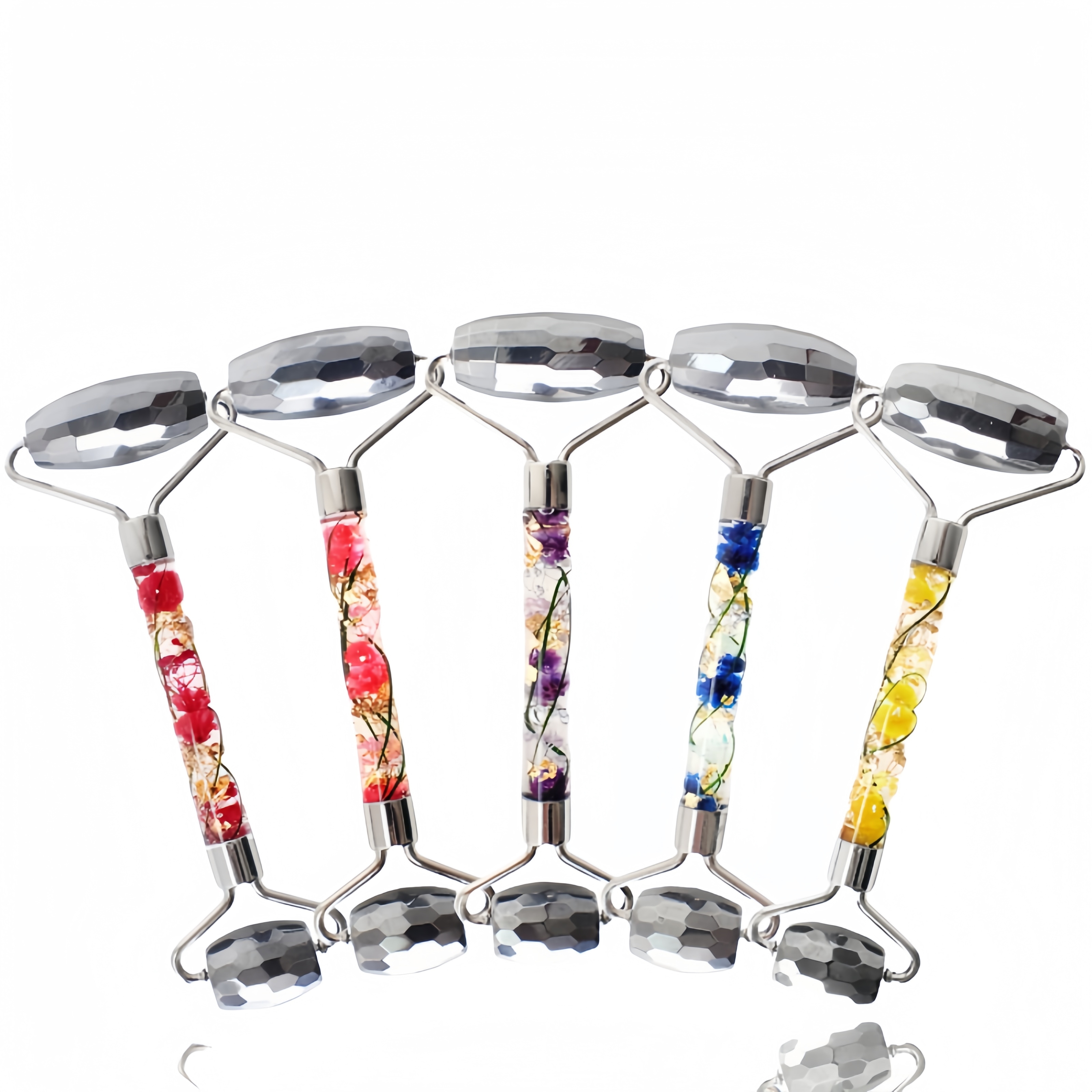 美活ローラー テラヘルツ(ミラーカット) 女性 母の日 敬老の日 クリスマス ハーバリウム ドライフラワー マッサージローラー 天然石 ギフト 母の日　父の日