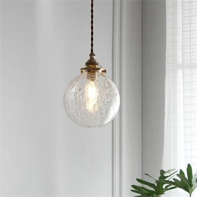 ペンダントライト ガラス LED おしゃれ 北欧 吊下げ灯 ボール 丸 円形 レトロ 和風 洋室 和室 レストラン リビング キッチン 照明器具 真鍮 寝室 廊下 居間用 ひびが入るガラス ダクトレ