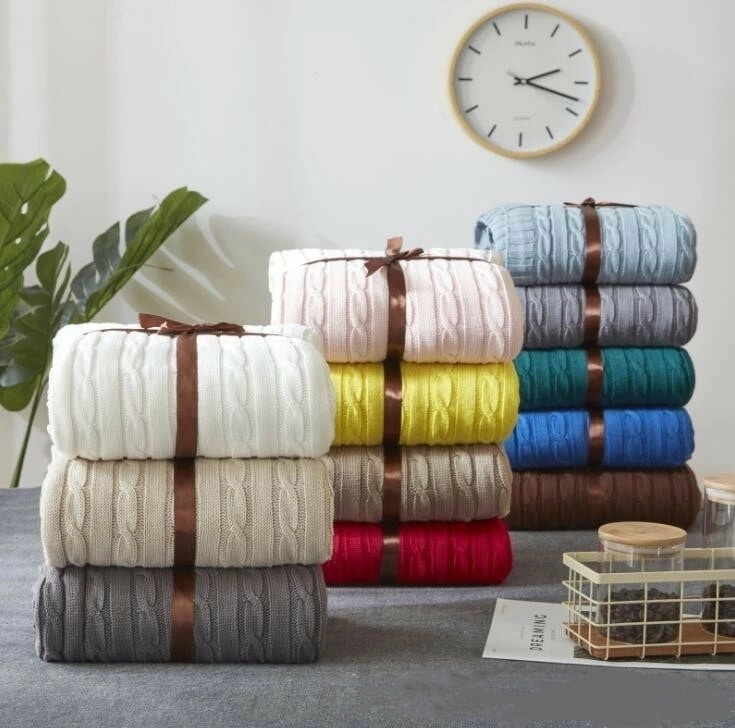 【本日限定】タオルケット　シングル　ダブル　北欧　ブランケット　カットソーブランケット　一眠り　お昼寝　タオルケット　毛布　編み模様　ベッドカバー　ソファーカバー　12色