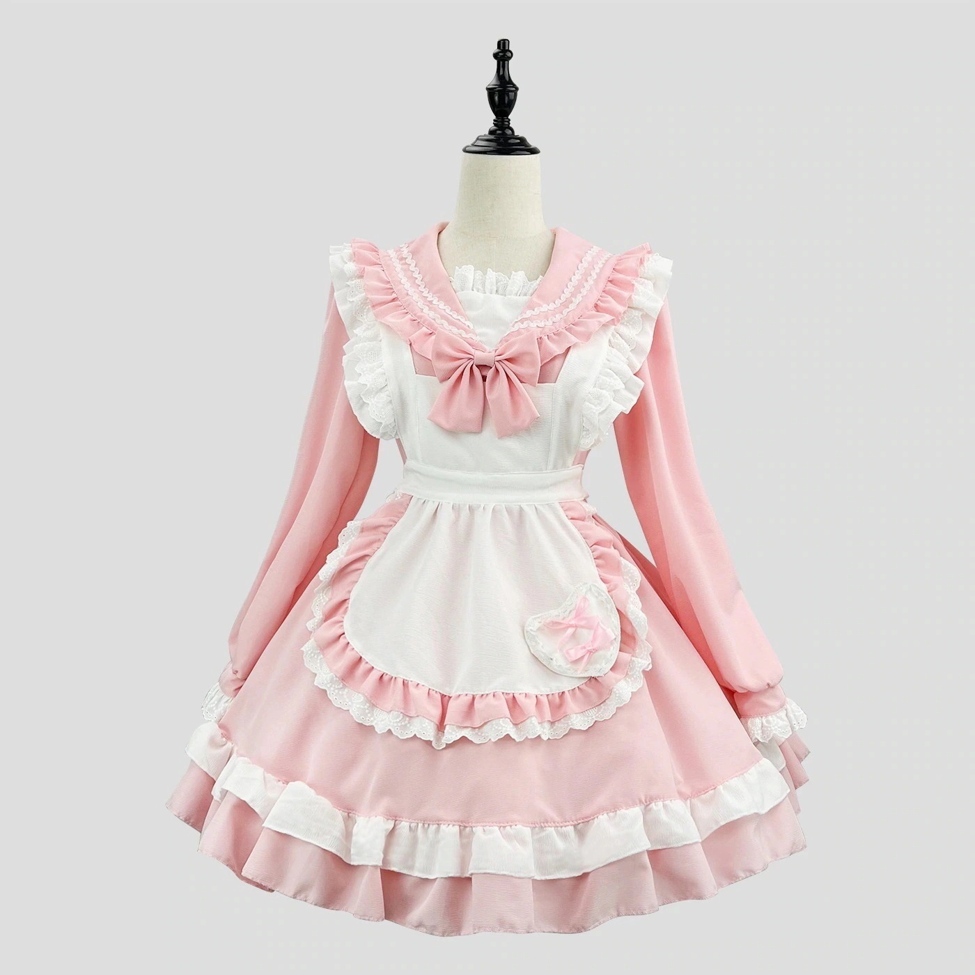 【急速出荷】新品デイリーにほんこくスウィートアカデミーセーラーウェアcosメイド服長袖ワンピースメイドエプロンセット