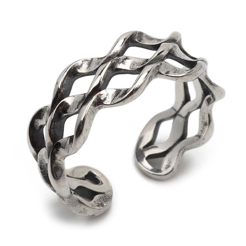 925 オープンリング ねじりウェーブ [cr222]