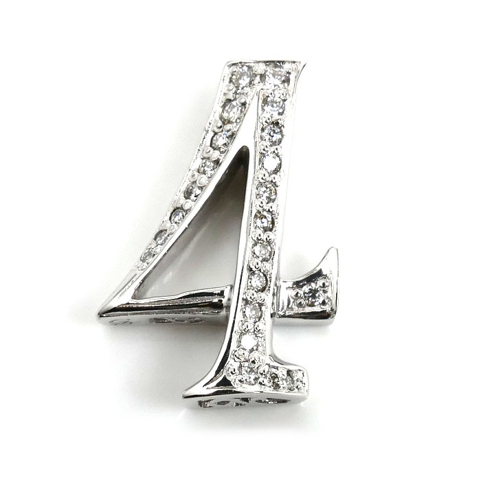 ゆきざき K18WG ホワイトゴールド NOMBRE No.4 Sサイズ ペンダントトップ Y.NOMBRE.12.9.4.S ダイヤモンド0.18ct 2.6g ユニセックス 中古 美品