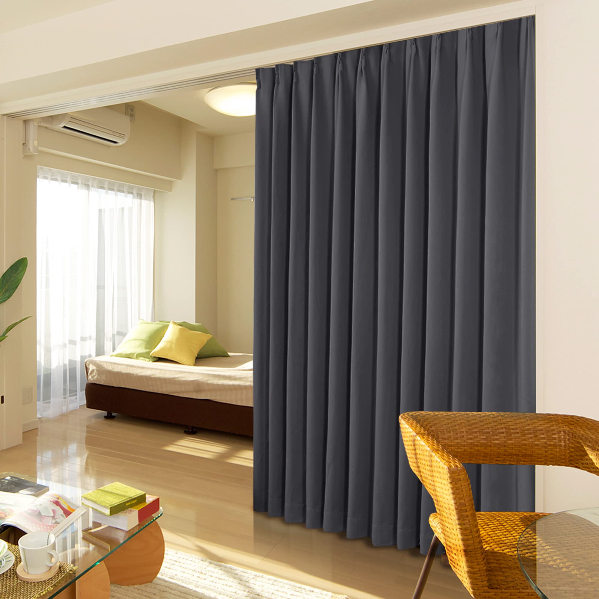 Deconovo 1級遮光カーテン 幅180cm丈178cm 2枚入 ドレープカーテン 仕切り 防寒 幅広い 形状記憶加工 北欧 おしゃれ UVカット 断熱 節電対策 昼夜目隠し ダークグレー 5,133円