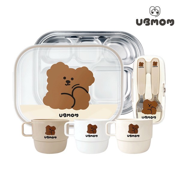 ボリボリ/ユビマム ユービマム チョコモンイ 食品トレー + チョコモンイ スプーンフォーク + チョコモンイ 取っ手カップ 3P