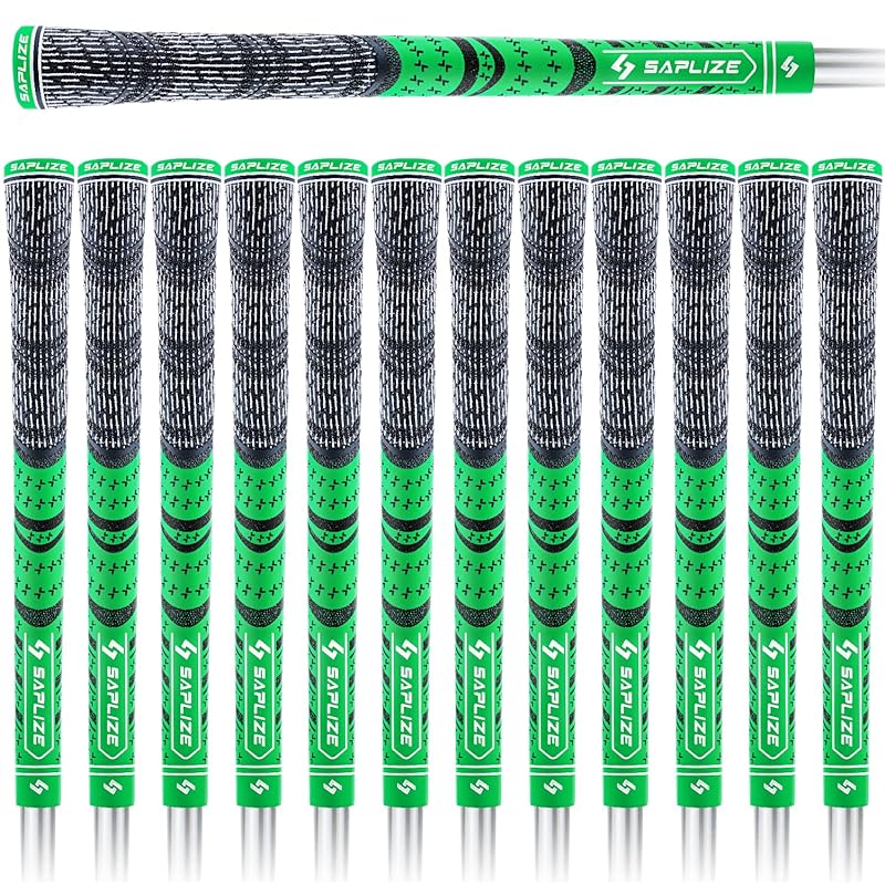 【13本セット】SAPLIZE セープライズ ゴルフグリップ ハーフコードラバー 多色 ミッドサイズスタンダード 滑り止め 緑*13本 スタンダード