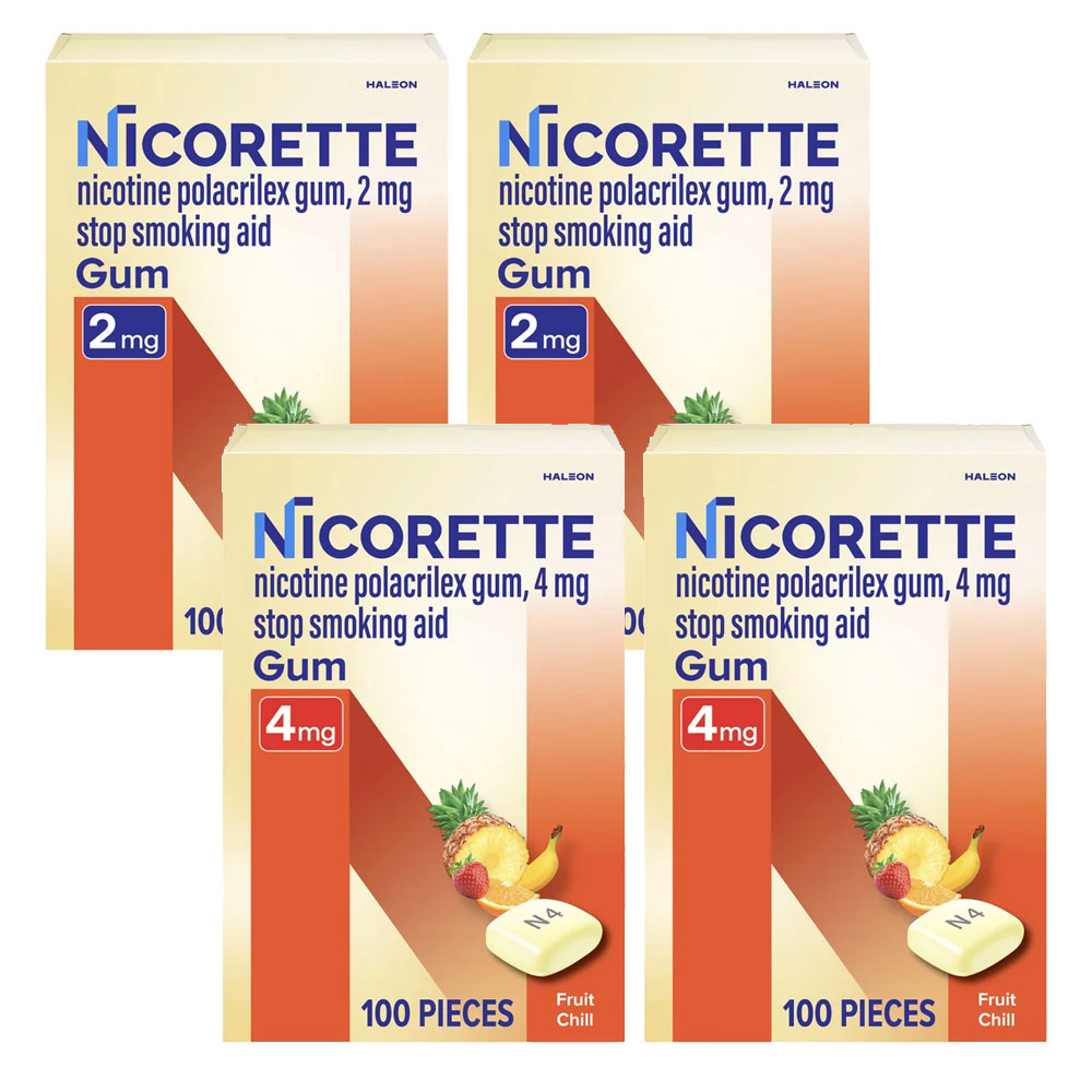 Nicorette ニコレット フルーツチル ガム 2mg / 4mg 200粒 大容量 海外版