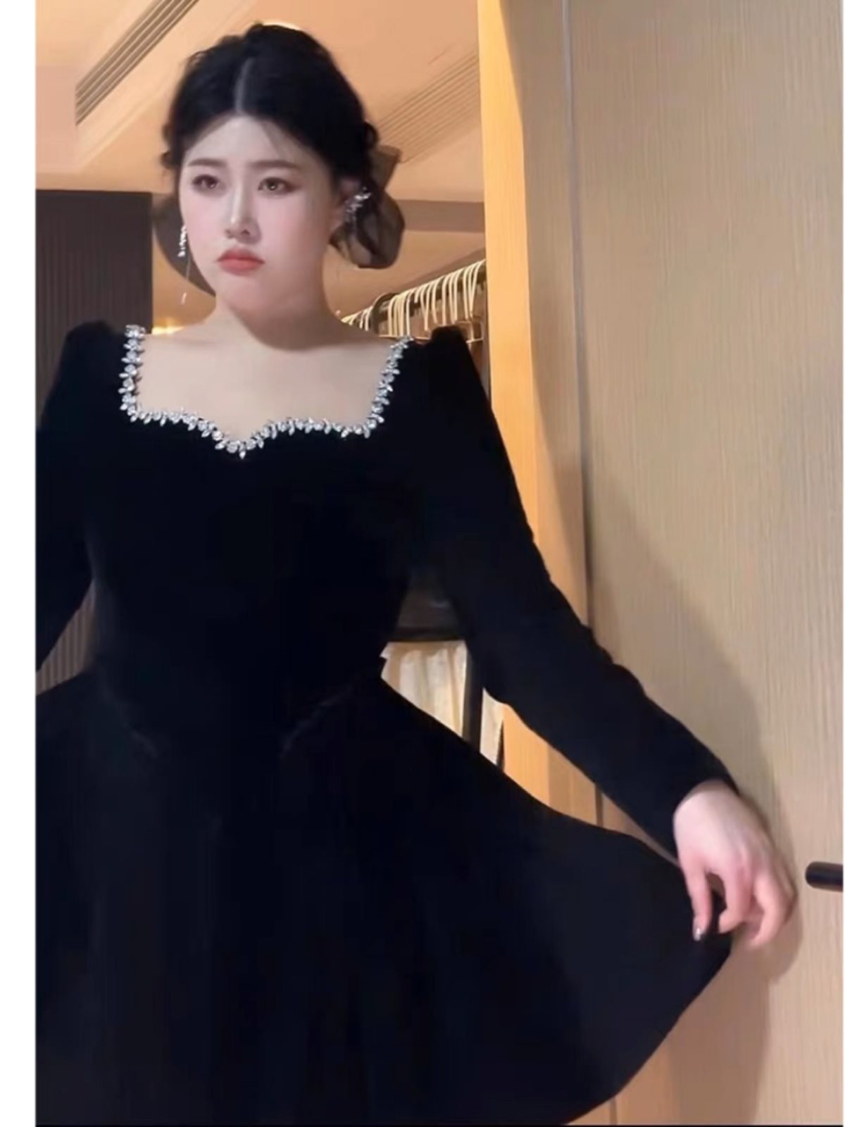 ロリータプリンセスショートスカートプラスサイズ宴会ドレス大きいサイズハイエンドレトロベルベットボトムスカート太いmm