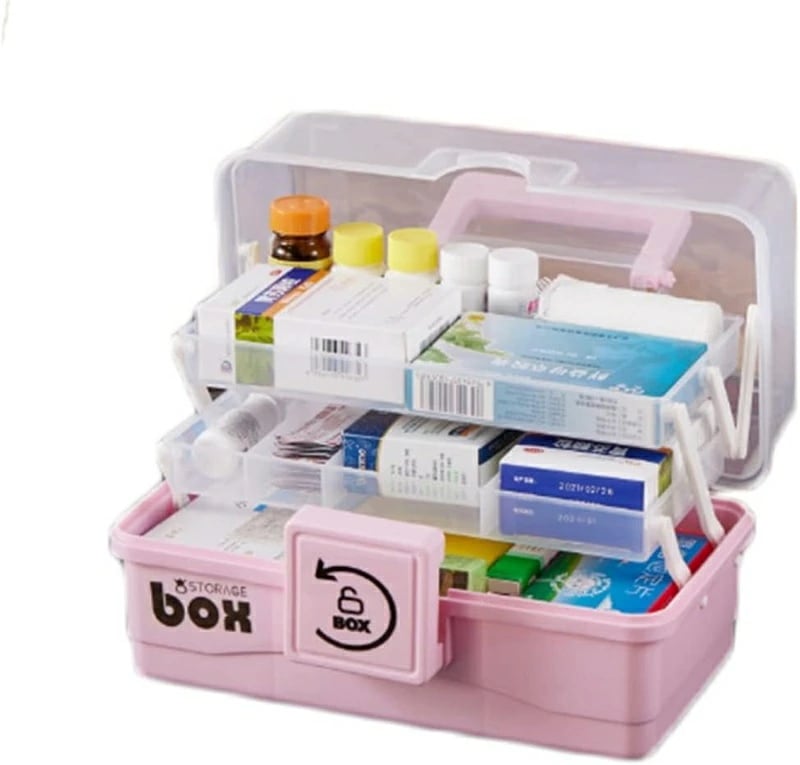 救急箱 薬箱 おしゃれ 大容量 折り畳み式 3段 ピルカッターとピルケース添付 手提げ 薬入れ 小物入れ 持ち運び ツールボックス 工具箱 道具箱 大容量 災害用 多機能収納ケース
