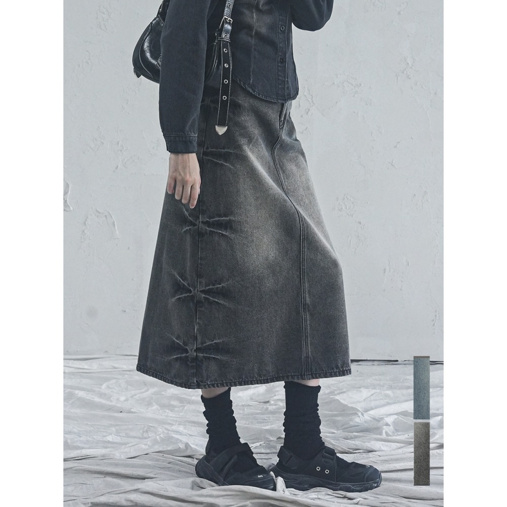 アヴァンドレスピンチロングデニムスカート 2COL