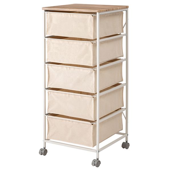 キャンバスチェスト5段 ホワイト （約W43×D44×H101.5cm） 組立式