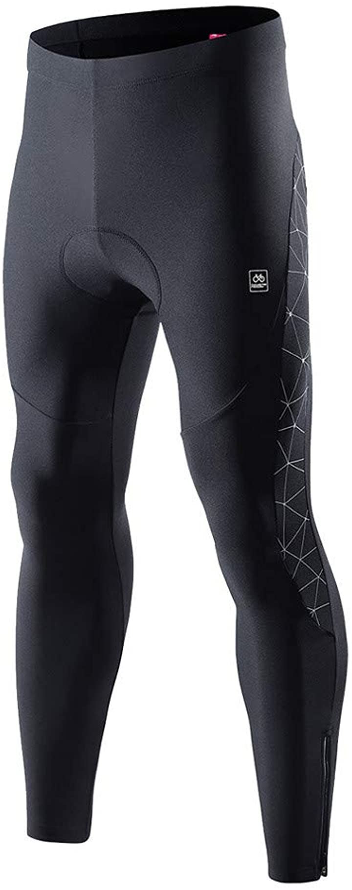 メンズ サイクルパンツ サイクルタイツ サイクリングパンツ 裏起毛 3Dパッド付き 防寒 秋冬(ブラ