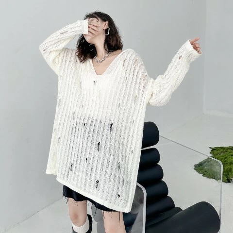 トップス ニットトップス 長袖 フード付き ダメージ加工 シンプル カジュアル かわいい レディース大きいサイズ レディース きれいめ 半袖 七分袖 五分袖 無地 冬春 cut and sewn