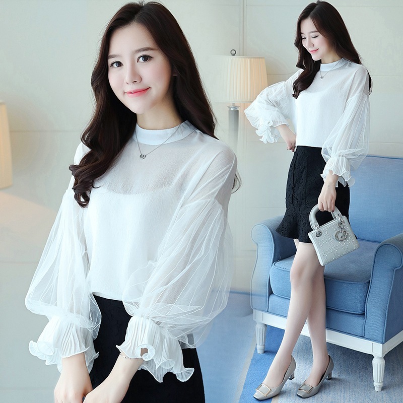 【即納】肌にやさしい 柔らかい快適 チョッキ レディース レース タンクトップ 長袖 ブラウス トップス レースシャツ S-2XL 4COLOR レディース