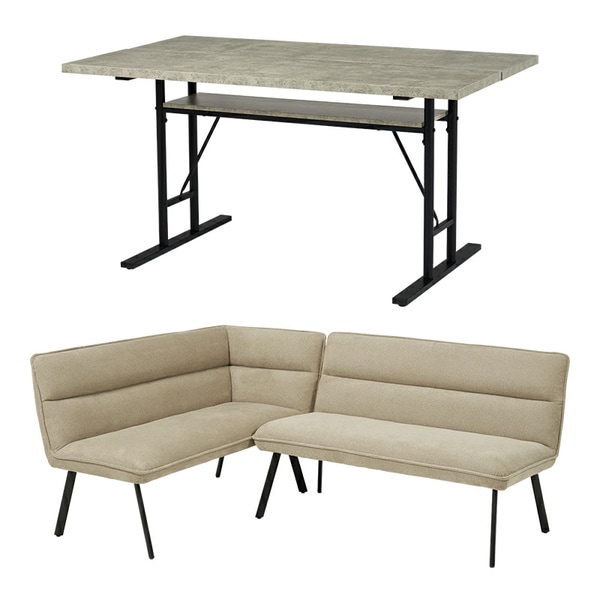 LT-4770GY-ロイス2P左肘S-BE グレー/左肘グレーベージュ ダイニング3点セット メーカー直送