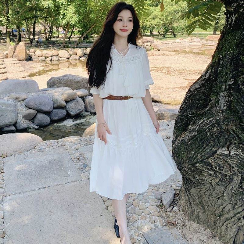 【1つ買うと10つ無料】スタイルロマンチックなレースヴェーダプリンセスドレス女性の夏の気質