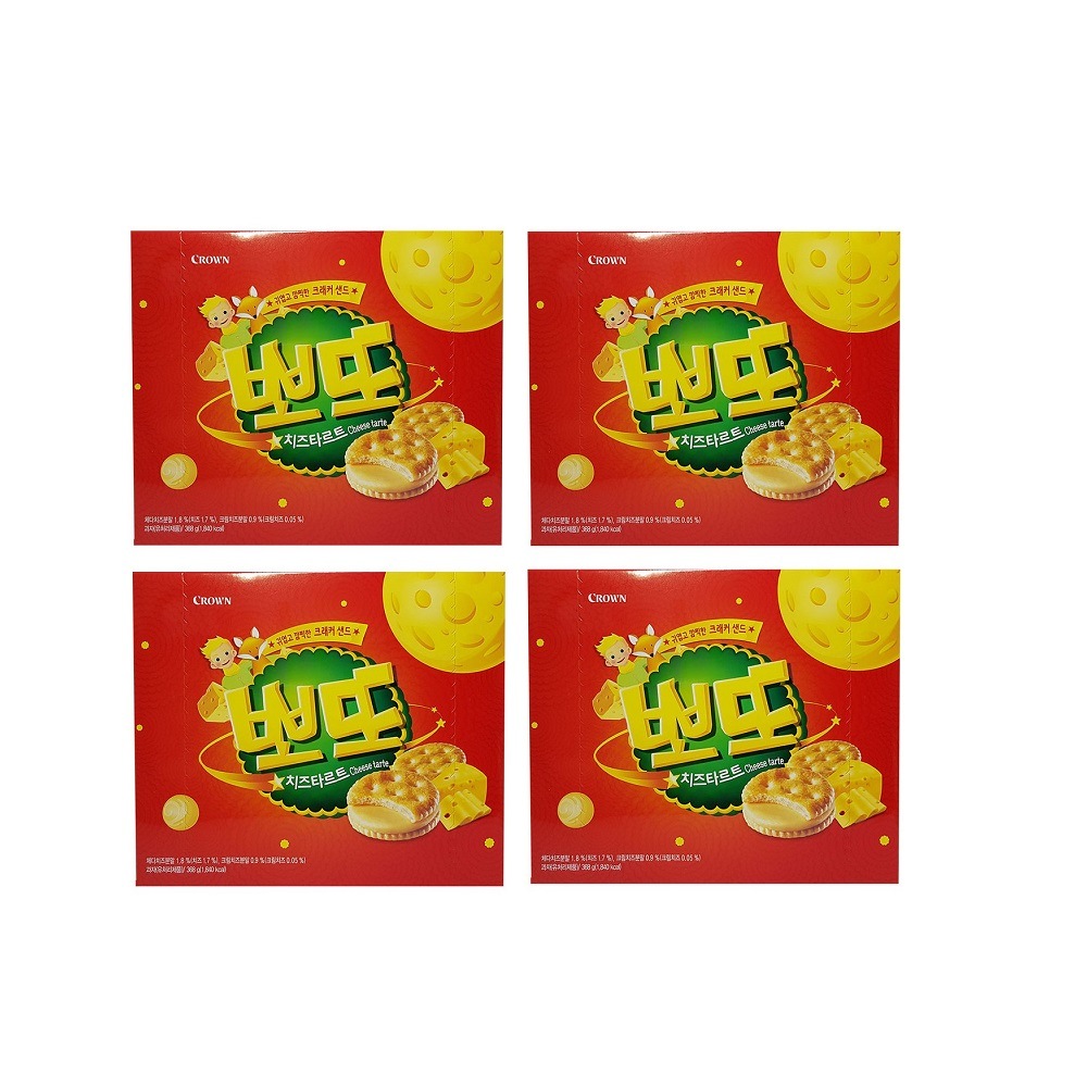 韓国-K MEAL-クラウンポット チーズタルト 322gx4 クラッカー チーズクリーム サクサクミルクコーヒーと一緒にデザート-K FOOD渡韓ごっこ