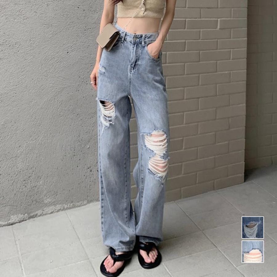 【急速出荷!】人気沸騰 大人気レディースパンツ ダメージデニムパンツ クラッシュジーンズ