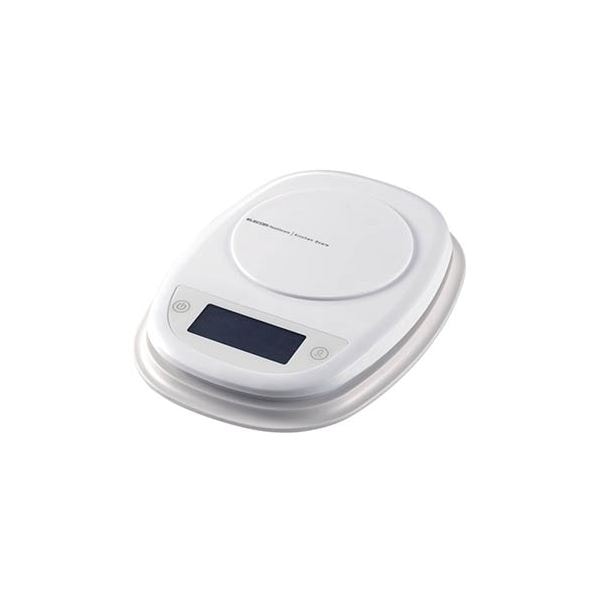 （まとめ） エレコム キッチンスケール/最大2kg/最小0.1g表示/ホワイト HCS-KS01WH (×2セット)