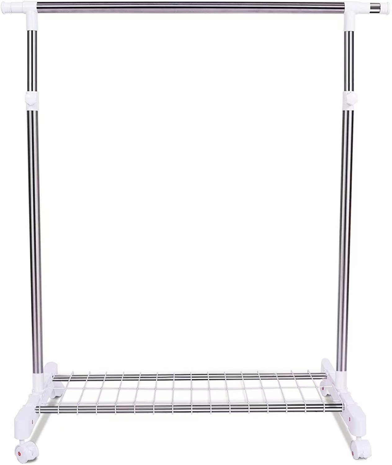 ハンガーラック オシャレ スリム パイプハンガー 省スペース 頑丈 キャスター付き 棚付き コートハンガー 伸縮 組立簡単